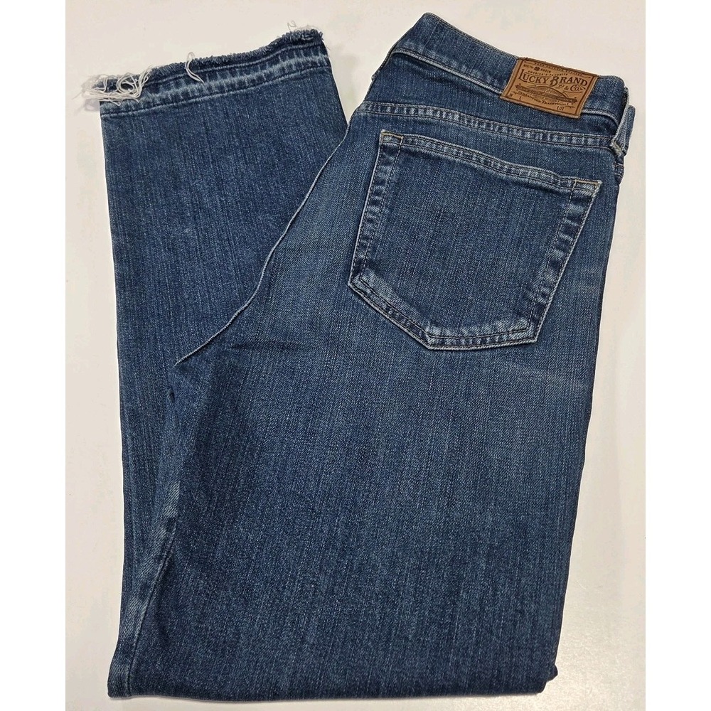 Lucky Brand Women's Size 6/28 Authentic Straight Leg Crop Blue Jeans Raw Hem